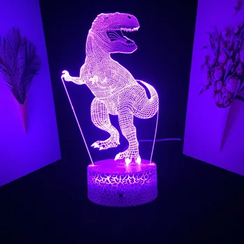 Remote LED Night Light Dinosaurus Seeria Baby Magamistuba Decor Nightlight Sünnipäeva Kingitus 3D Illusioon Akrüül Aku laualamp